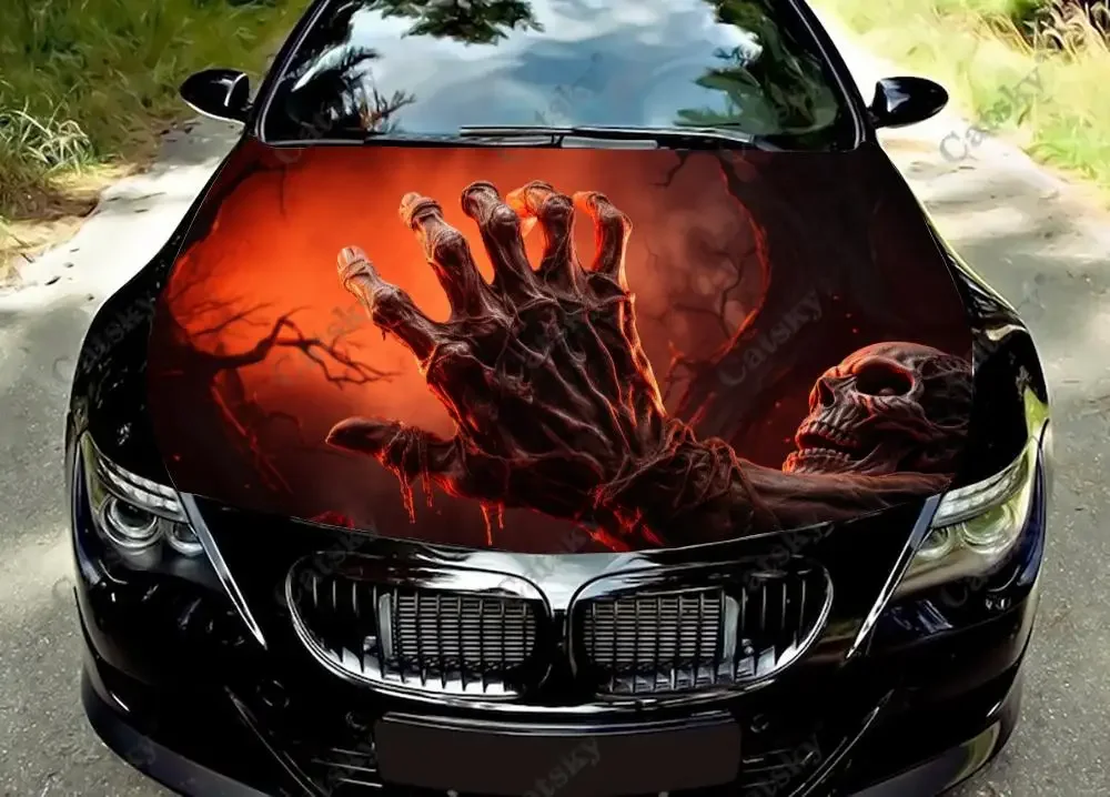 

Skull Creepy Demons Car Hood Vinyl Stickers Wrap Vinyl Film Engine Cover Decals Sticker Universal Car Hood Protective Film