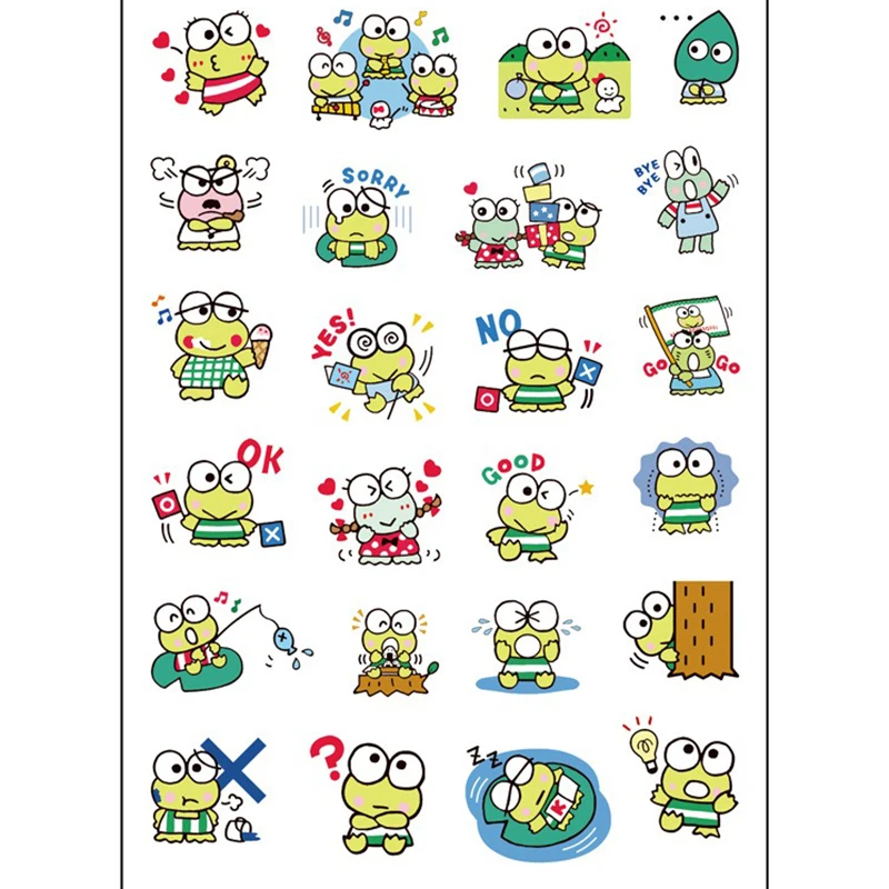 Sanrio keroppi kawaii desenhos animados adesivos diy criativo figura de ação dos desenhos animados material livro crianças como presentes