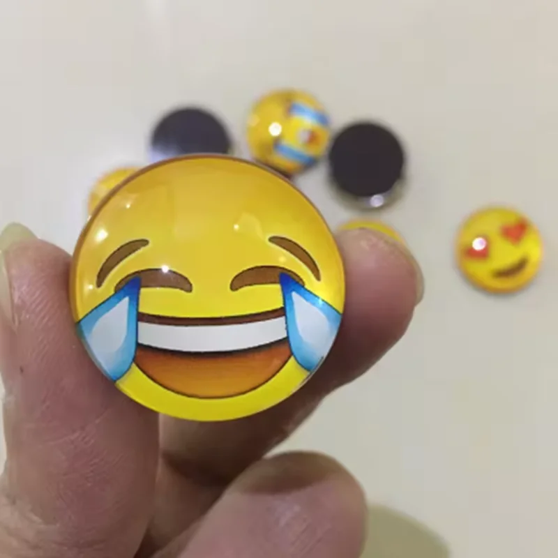12pcs Round Polystyrene Smile Face Fridge Magnets - Adorable Decorative Magnets for Kitchen Office Whiteboard Locker