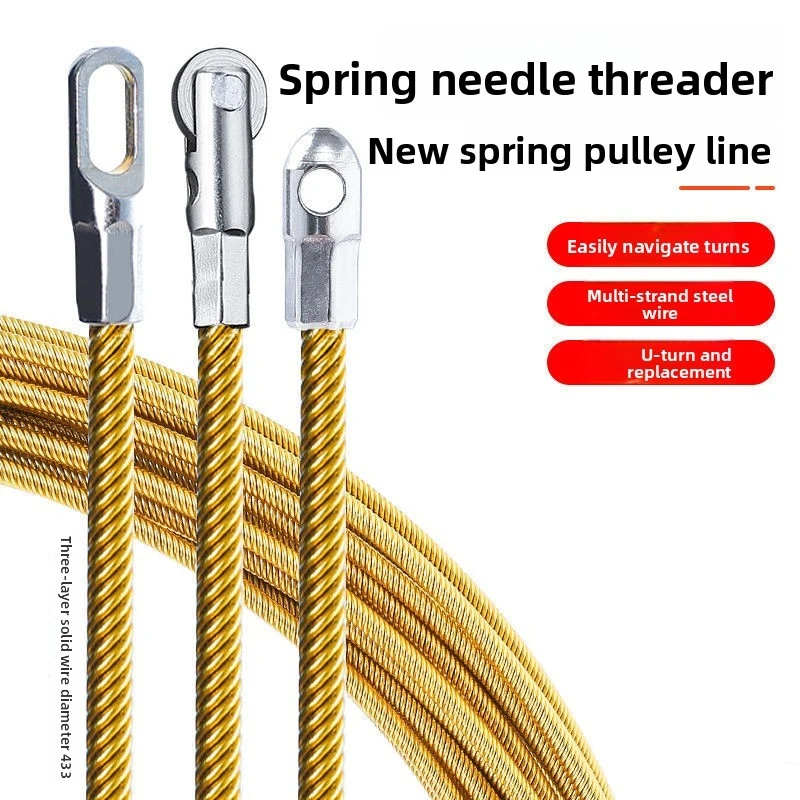 Multi-purpose wire threading tool, electrician's cable puller, steel  guide, spring  threader