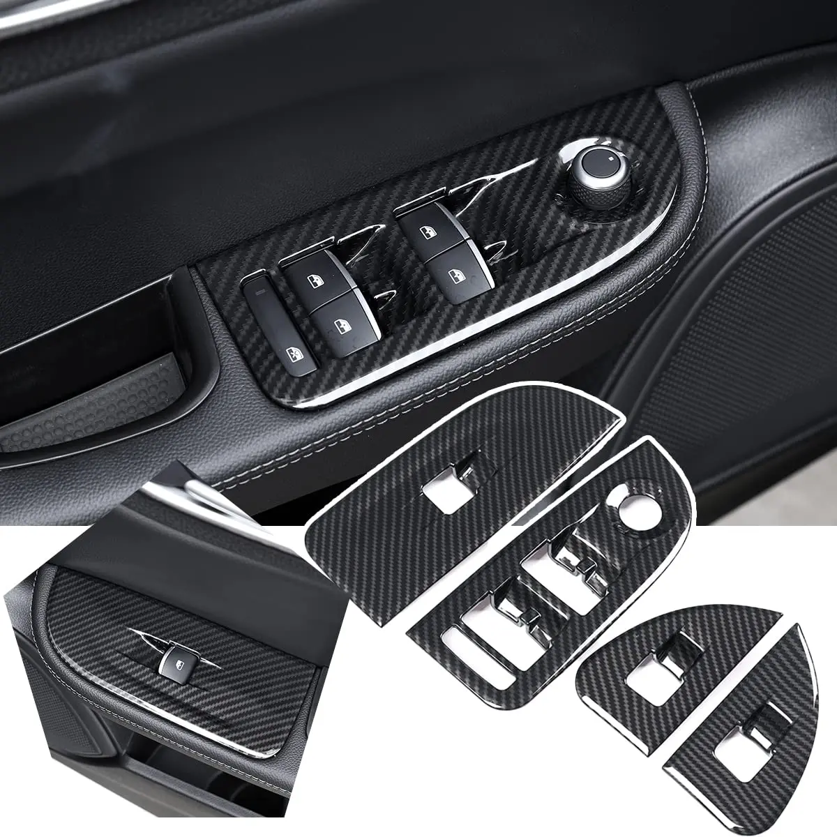 

LHD For Alfa Romeo Giulia 2015-2025 Window Switch Lifter Panel Trim Frame Cover Carbon FIber Car Interior Decoration Accessories