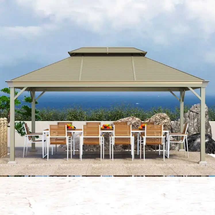 2026 360*500cm Aluminum Gazebo with Curtain and Net Garden Shade Party Tent Modern Design Outdoor Furniturepromote sales