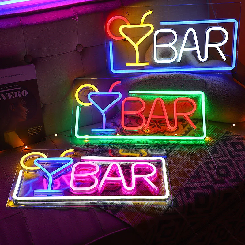 Café Bar Neon Signs Light LED Verres à vin Logo Night Lamp, Décor de chambre, Maison, Boutique, Restaurant, KTV Party, Vacances, Cadeau