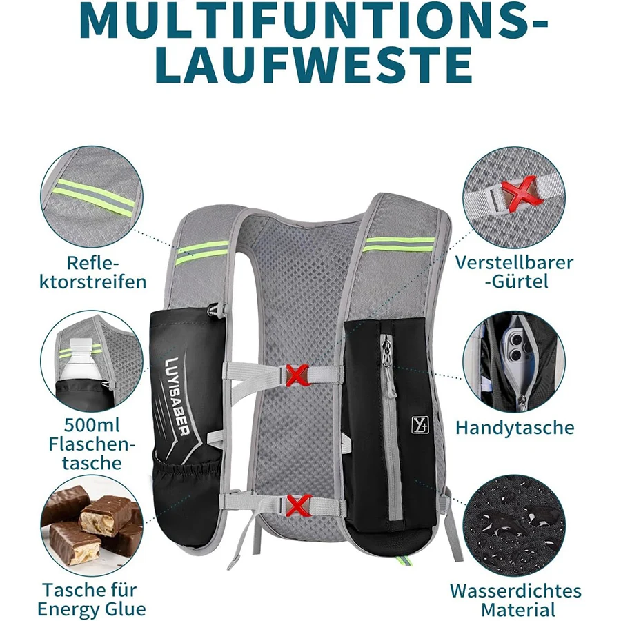 Running Vest with 500ML Water Bladder,Hydration Backpack Lightweightfor Women Men Hiking Cycling Running, Camel  hydration back