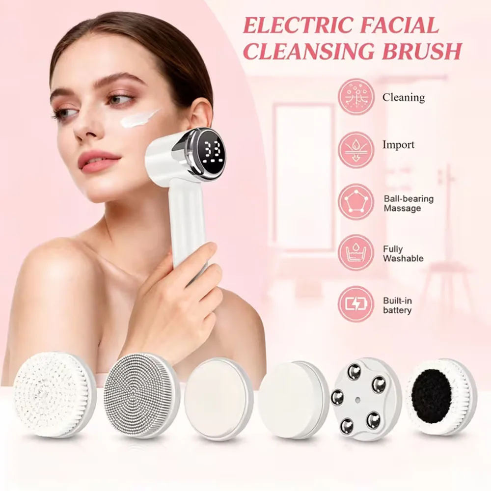 Cloud Prime 6 In 1 Electric Facial Cleansing Brush Facial Cleaner Rotating Cleansing Brush Face Deep Cleansing Exfoliation For Christmas And New Year Gifts