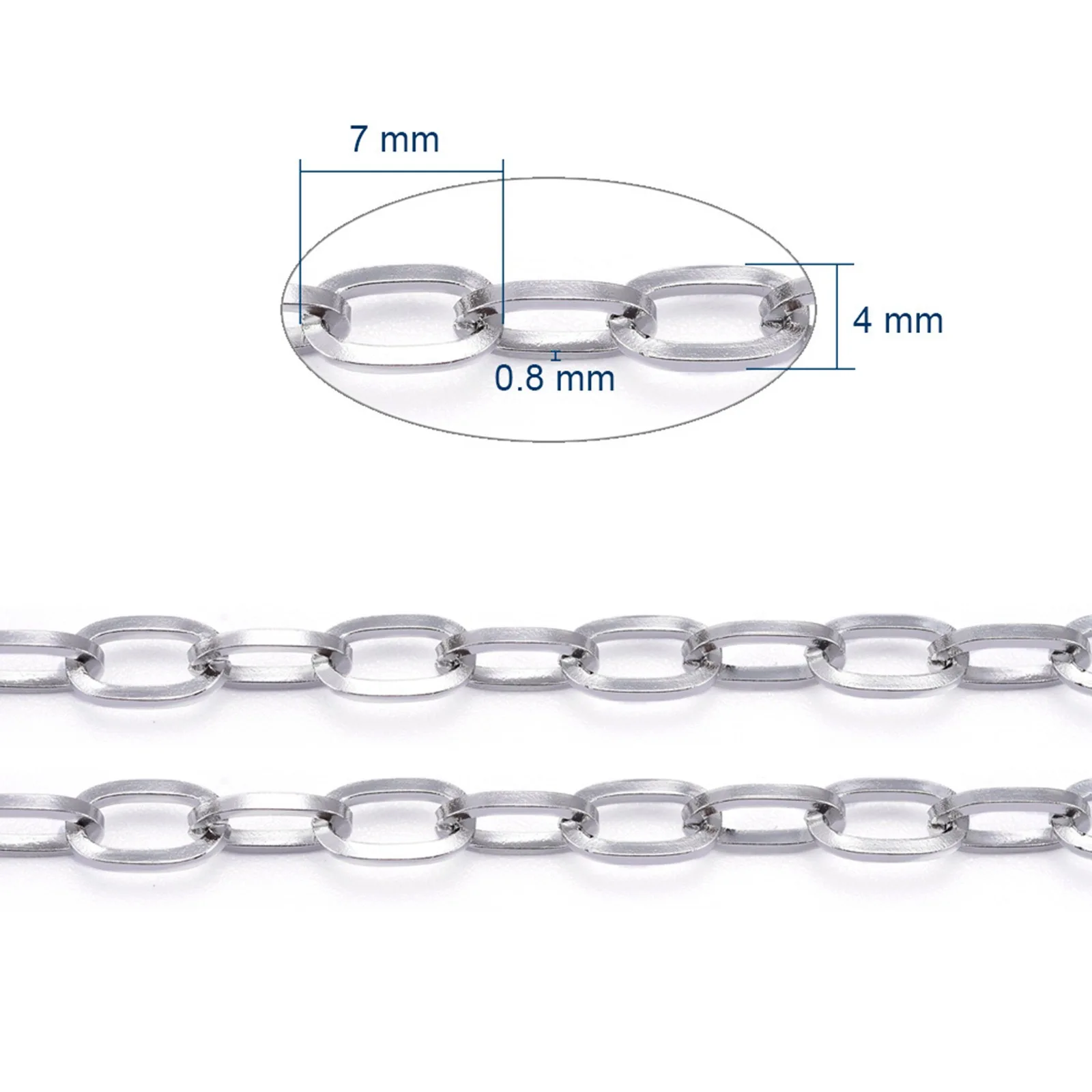 20m/Roll 304 Stainless Steel Cable Chains Link Chain Cross Chain Spool for Jewelry Making DIY Bracelet Necklace Craft Supplies