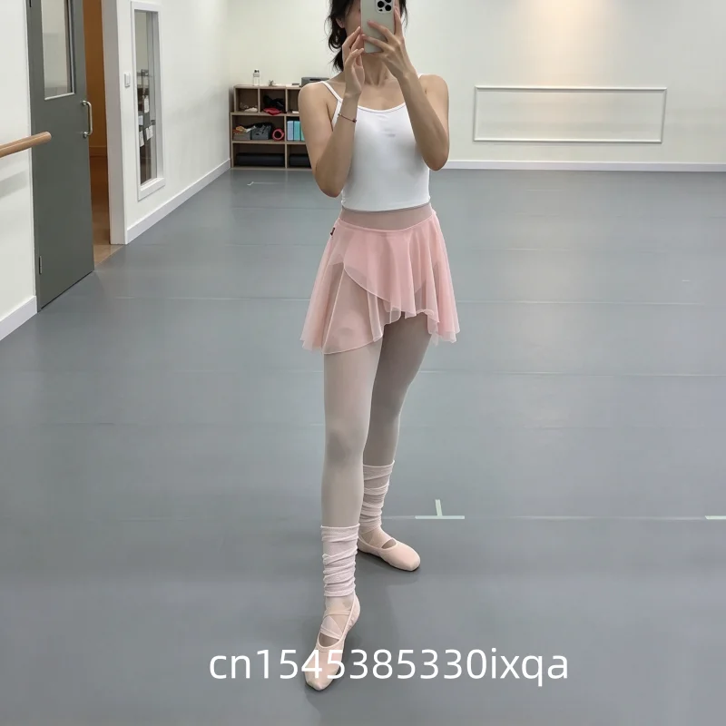 Pink High-Waist Tulle Short Skirt for Women New Pull-On Ballet Lyrical Mesh Sheer Tutu Practise Wear for Girls
