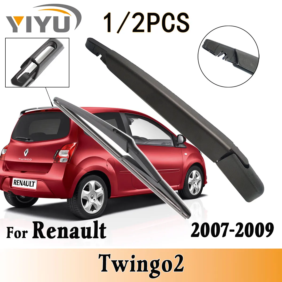 1/2PCS Hinten Wischer Klinge Wischer Arm Kit Für Renault Twingo2 2007-2009 Windschutzscheibe Hinten Scheibenwischer Pinsel