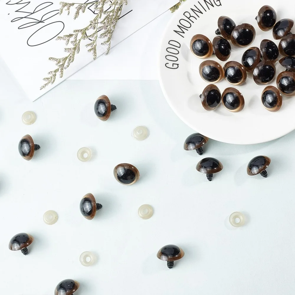 24mm Safety Eyes 30pcs Large Stuffed Animal Eyes Plastic Crafts Eyes Black Safety Eyes with 30pcs Washers for DIY Amigurumi