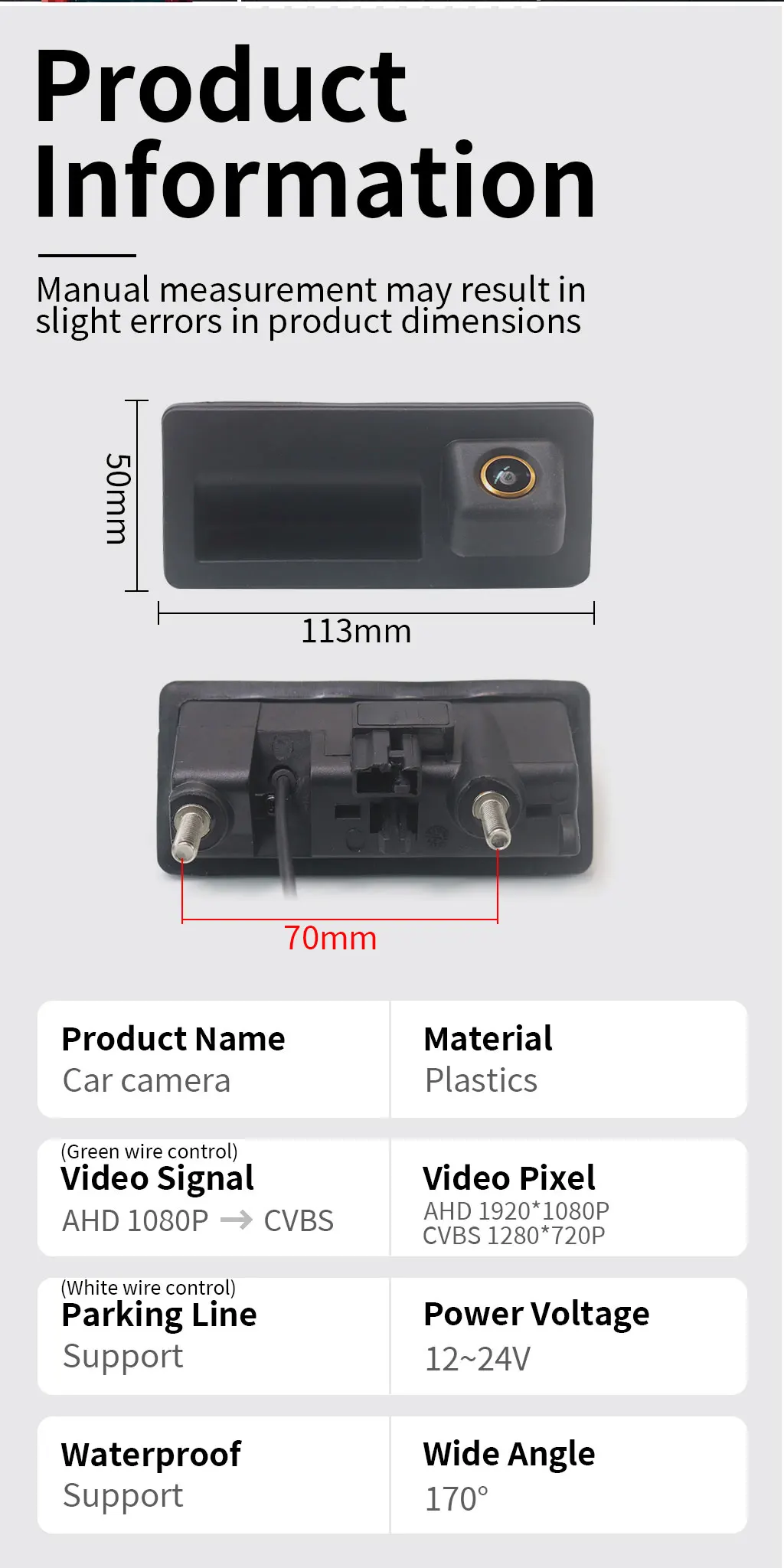AHD 1080P Auto Griff Rückansicht Rückfahr Kamera Für Volkswagen VW Passat Golf Polo B6 B7 Jetta Tiguan Touareg Audi a3 A4 A5 A6 – Detail 9