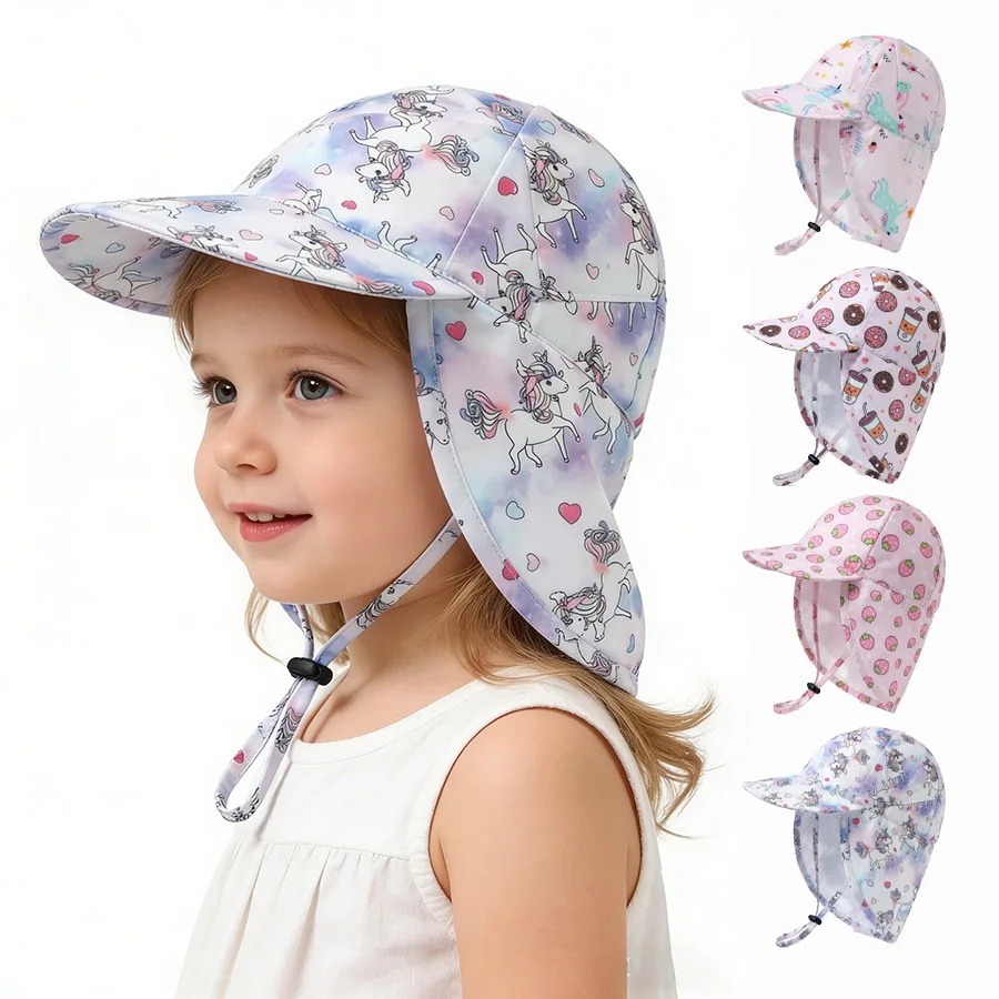 Children's sun protection hats for boys and girls, duck tongue hats for babies, sun protection for babies, quick drying neck pro