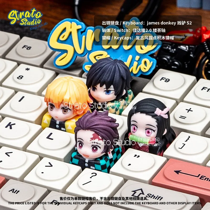 

Anime Keycaps Kamado Nezuko Agatsuma Zenitsu Key Caps Mechanical Keyboard Artisan Keycaps 3D Printing Cute Cartoon Point Keycaps