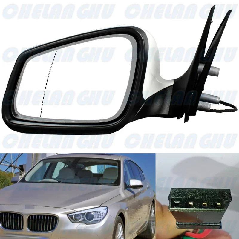 For BMW E60 E61 LCI 520i 523i 525i 528i 530i 535i 540i 550i 2008 2009 2010 Left 3 Pin White Painted Auto Dimming Mirror Assembly