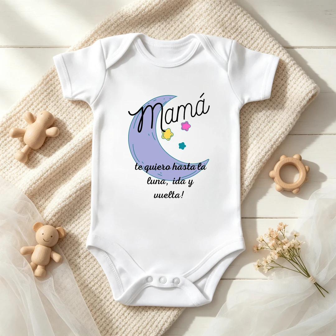 I Love You To The Moon And Back Baby Onesie Mama Moon Star Print Newborn Short Sleeve Romper Baby Shower Gift