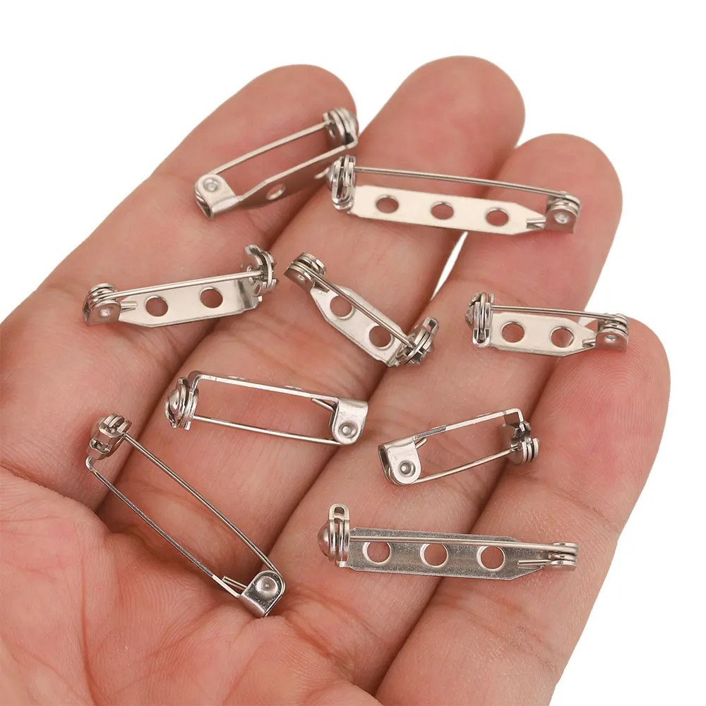 20pcs Stainless Steel Safety Pins Lock Buckle Sewing Clothing for DIY Lapel Pins Brooch Jewelry Making Supplies Wholesale Metal
