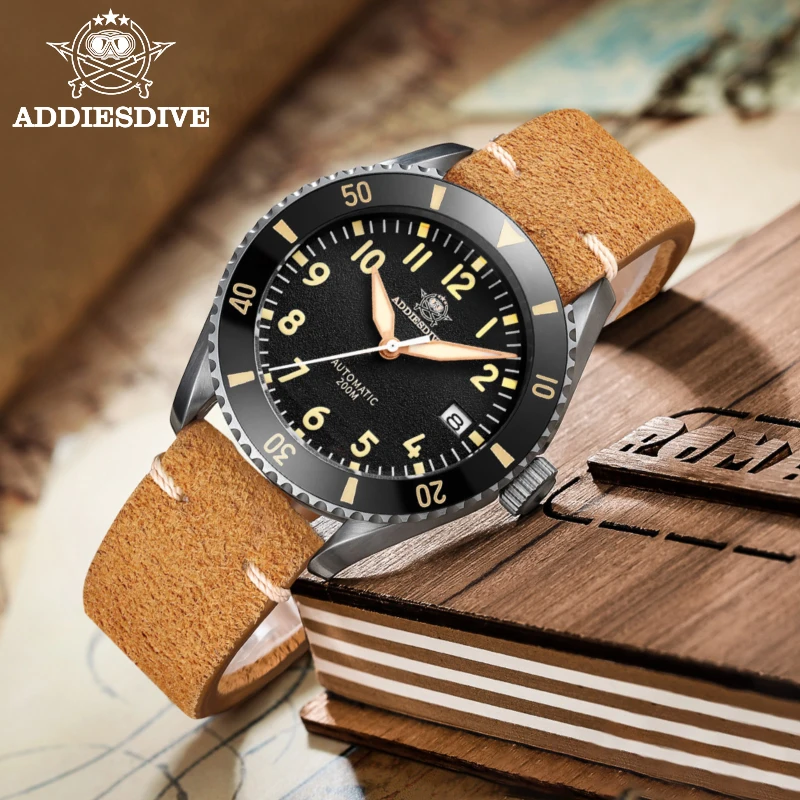 ADDIESDIVE Top brand Watches For Men Luxury Sapphire Crystal  Stainless Steel NH35 Mechanical Watches 20Bar C3 Luminous Watch