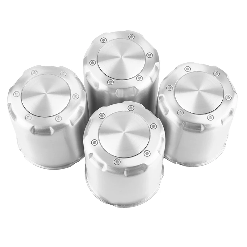 4pcs 108mm/4.25in 106mm/4.17in Push Through Center Cap for Hole Bearing Truck/ Trailer Aluminium Concave Car Chrome