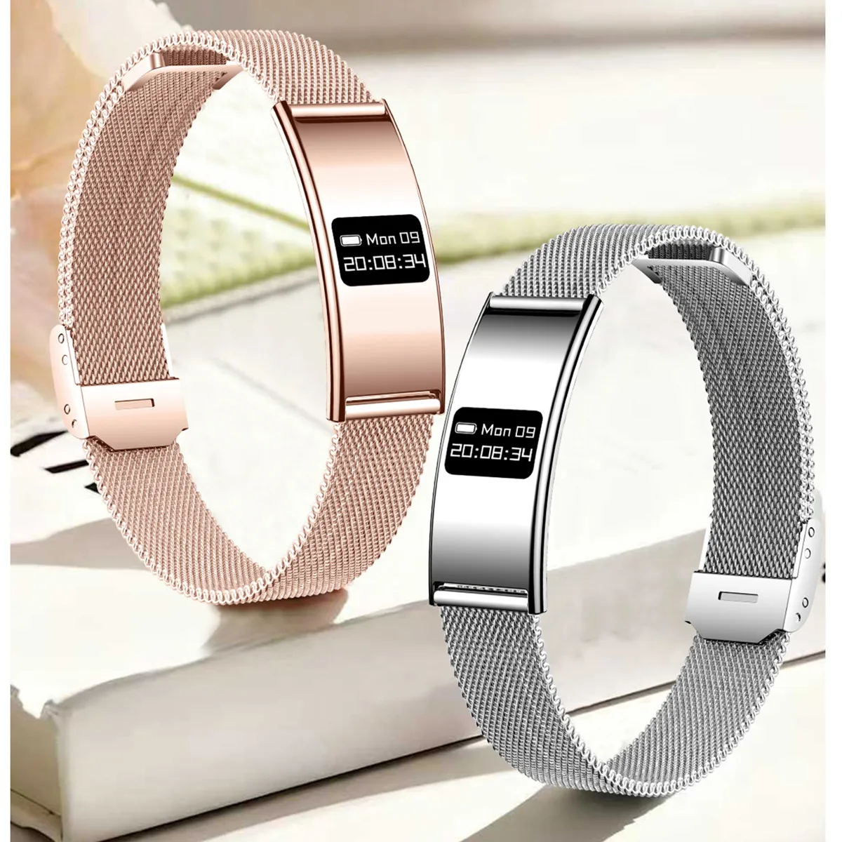 

Curved Design Smart Bracelet for Lovers Incoming Call Reminder All Day Health Monitor Multi Sports Mode Waterproof Fitness Band
