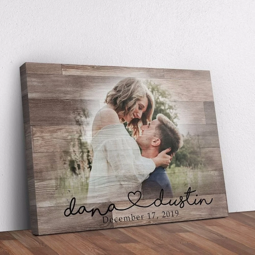 Personalized Wood Photo Frame Custom Photo Printed on Wood Slice Art Engrave Text Logo Home Decor Mothers Day Anniversary Gift