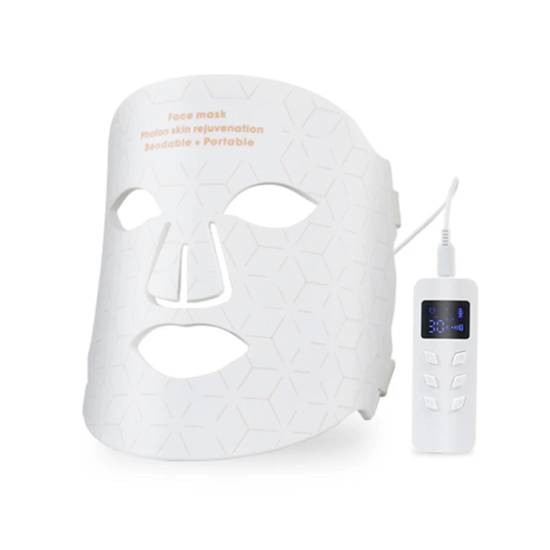 4 color Portable red light skin care silicone beauty instrument LED photon facial mask instrument for face