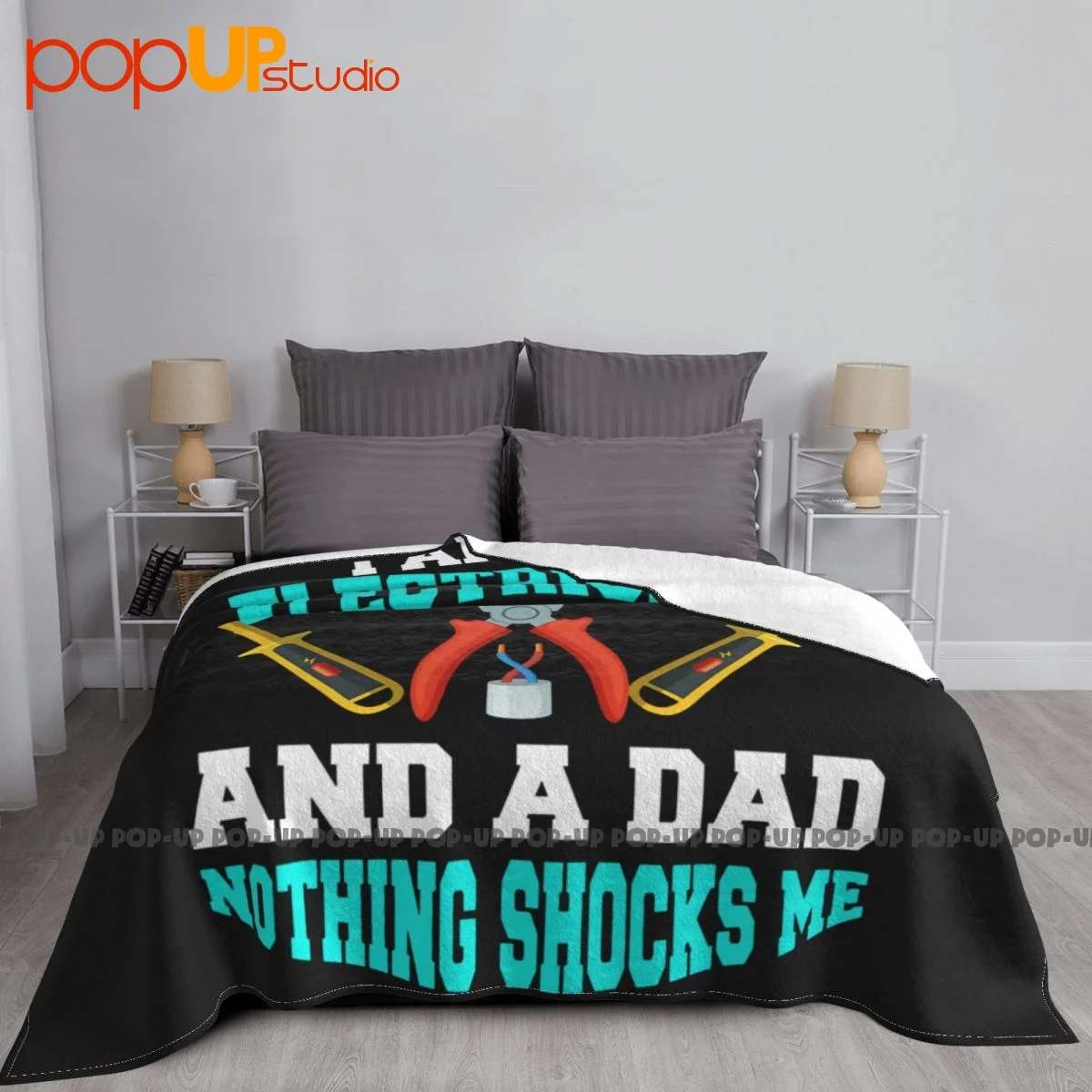 I Am An Electrician And A Dad Nothing Shocks Me Blanket High Comfort Coral Fleece Bedding Supply Sofa Decorative