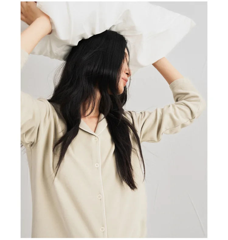 Cross border European and American solid color new casual Harajuku ins home suit set long sleeved pants comfortable pajamas