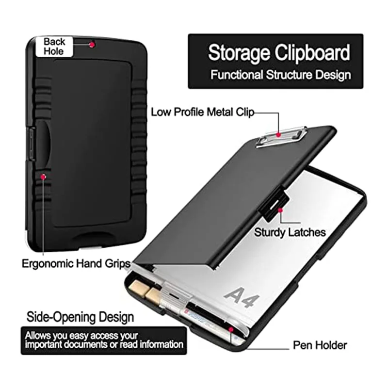 Suitable 2Piece Clipboard With Storage A4 Size High Capacity Heavy Duty Office Clipboard Folder With Metal Clip