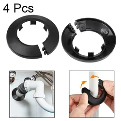 4pcs 50mm Pipe Cover Decoration PP Plastic Water Pipe Escutcheon Black HL Round Snap Type Faucet Plumbing Pipe Cover