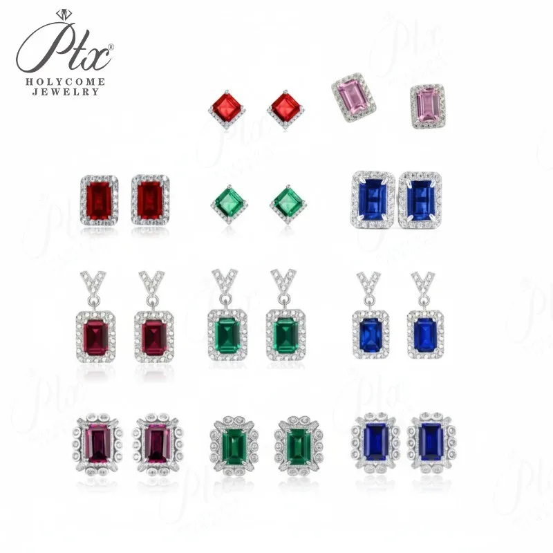 أقراط مخصصة الزمرد الأميرة روبي الياقوت كولومبيا بادبارادشا S925 أنماط الأذن ترصيع لعيد الشكر هدية الكريسماس #1