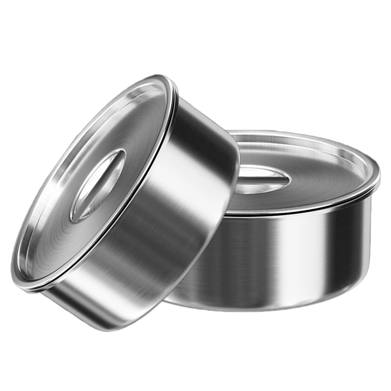 

2pcs Stainless Steel Steam Bowl With Lid Round Rice Cooking Bowl For Steamed Egg Vegetable Soup Japanese Miso Custard Pudding