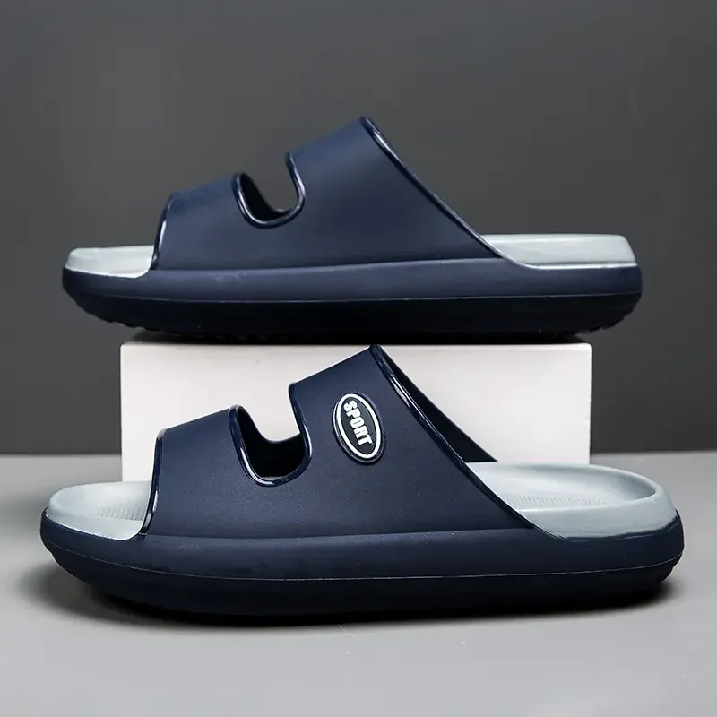 Wearing with A Sense of Poop Soft Bottom Slippers  Platform Slippers for Men Fashion Outdoor Sports Non Slip Beach Sandals Men