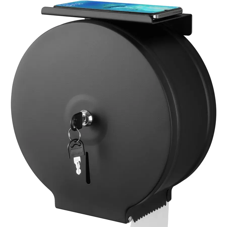 

Диспенсер для туалетной бумаги Jumbo с полкой, настенный держатель для рулонов из нержавеющей стали, матовый черный диспенсер для туалетной бумаги