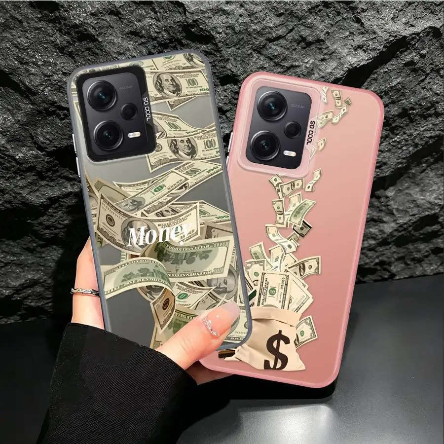 Coque pour Xiaomi Poco X3 Pro C51 F4 X3 NFC F3 GT C50 X5, motif lettres et monnaie, protection arrière pour téléphone