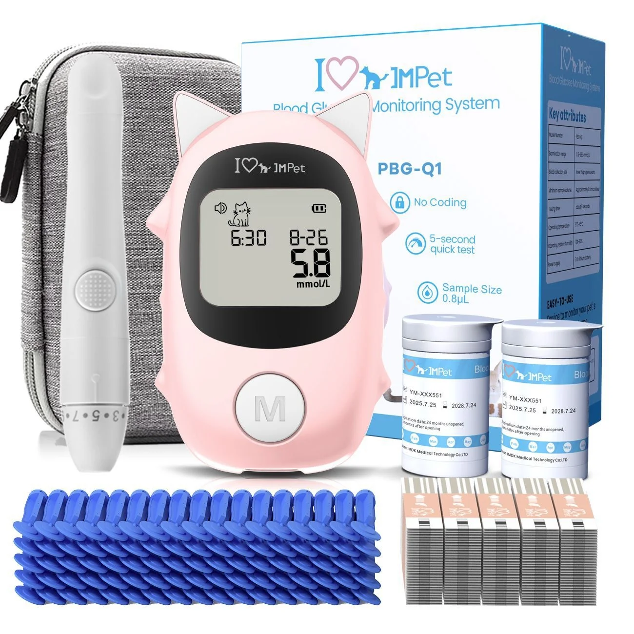 Pet Body Index Digital Testing Kit LCD Screen Readout Disposable Sampling Needle & Test Strip Household Detection Set