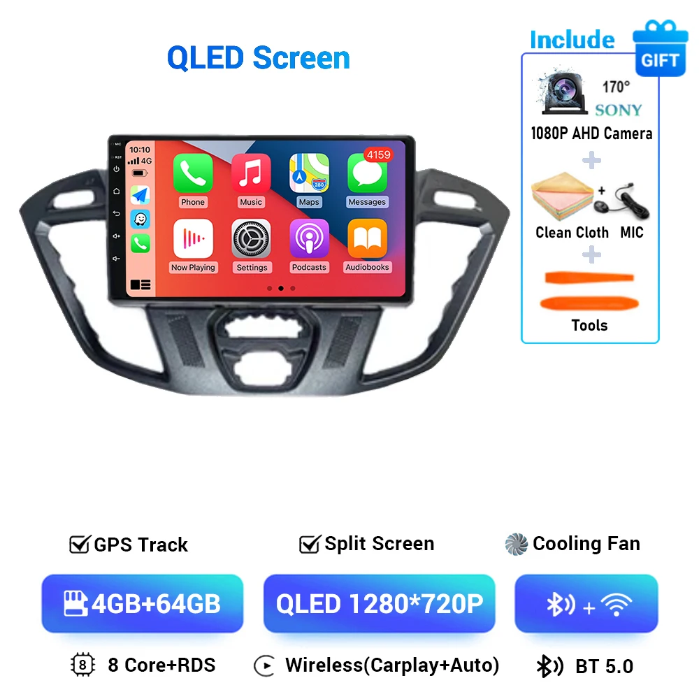 Android 15 Voor Ford Tourneo Custom 1 Ik Transit 2012 - 2021 Autoradio Navigatie Multimedia Gps Auto Carplay Qled scherm
