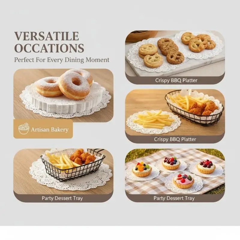 50/100Pcs Oil-absorbing Paper Kitchen Fried Food Flower Bottom Paper Baking Cake Pizza Snack Round Household Lace Paper Pad