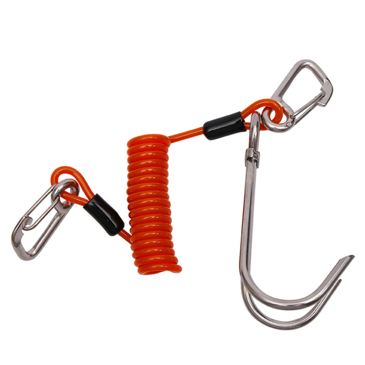 Double Dive Reef Rafting Hook Stainless Steel Reef Hook Spiral Coil Spring Cord Dive Accessory - Orange