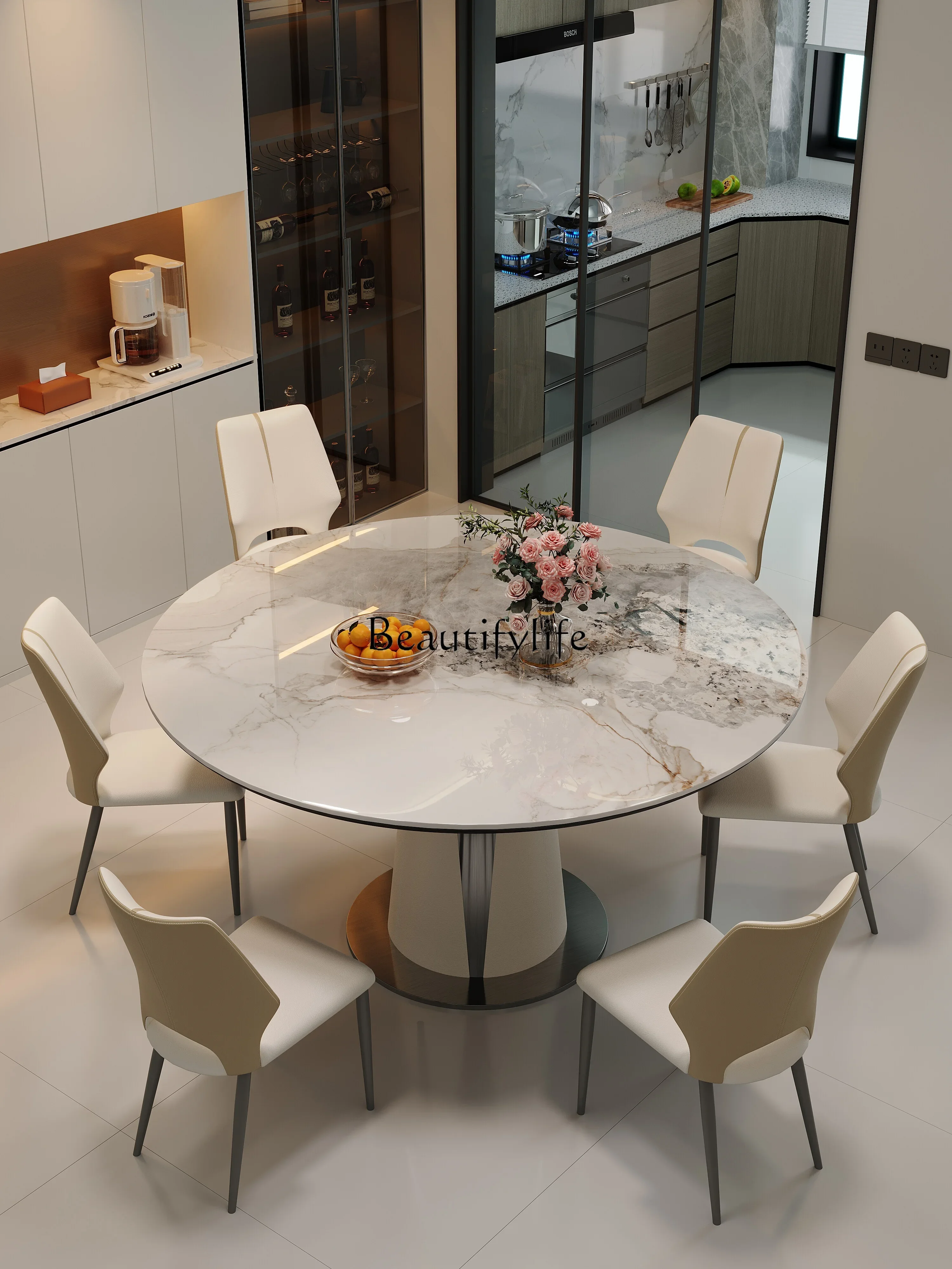 

Light luxury rock slab dining table Italian minimalist small apartment modern 2024 new dining table