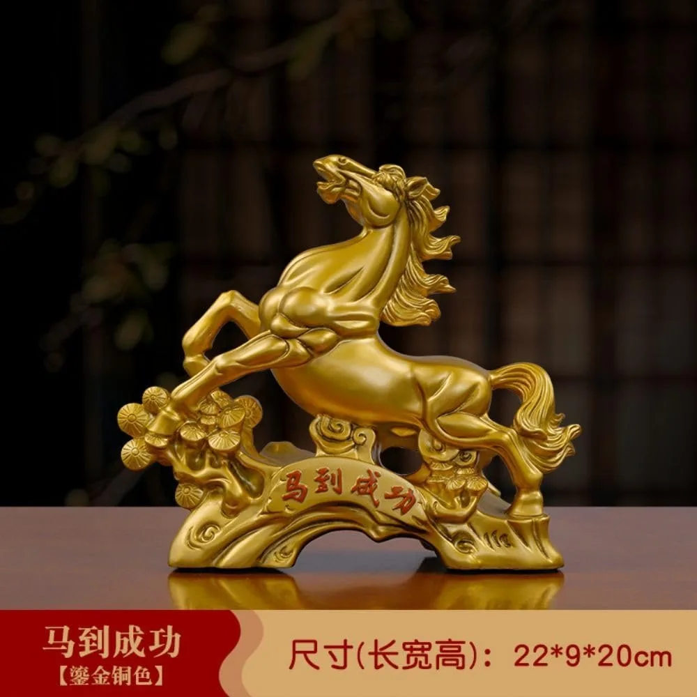 ديكور منزلي من الراتنج على الطراز الصيني لخزانة تلفزيون غرفة المعيشة - تمثال حصان الثروة والحظ من Chu Wen Sheng1401 #2