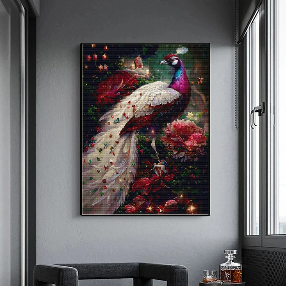 New 2024 Fantasy Peacock Full Diamond Painting Flowers Landscape DIY Mosaic Diamond Embroidery 5D Cross Stitch Birds Home Decor