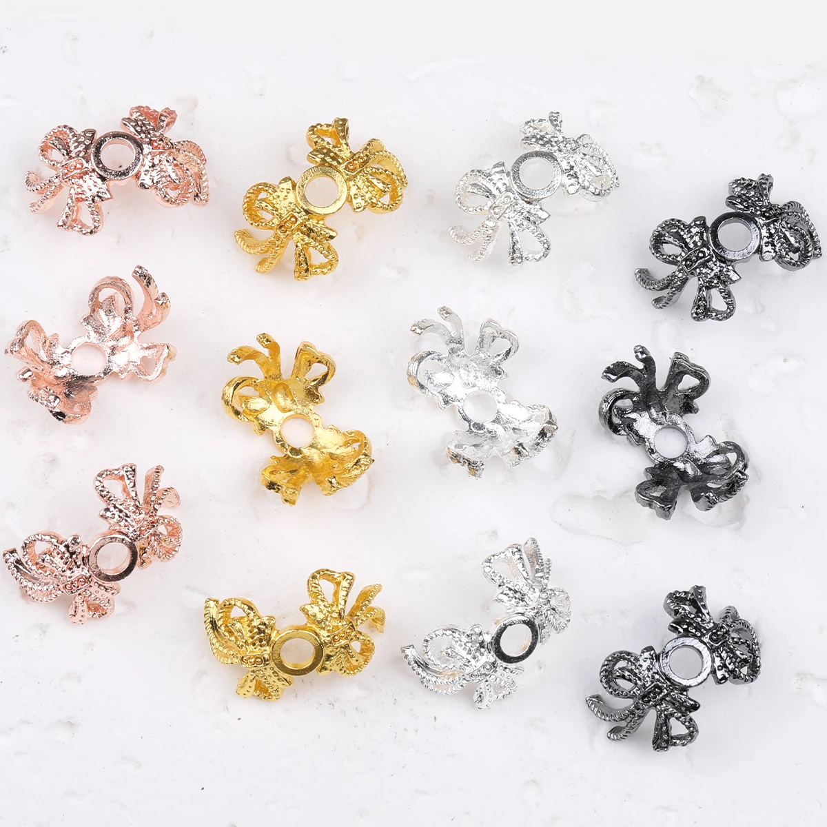 15pcs Unique Beads Zinc Alloy Metal Beads Colorful Butterfly Bow Shape Flower Tray Accessories Crafts Beads - Round Beads
