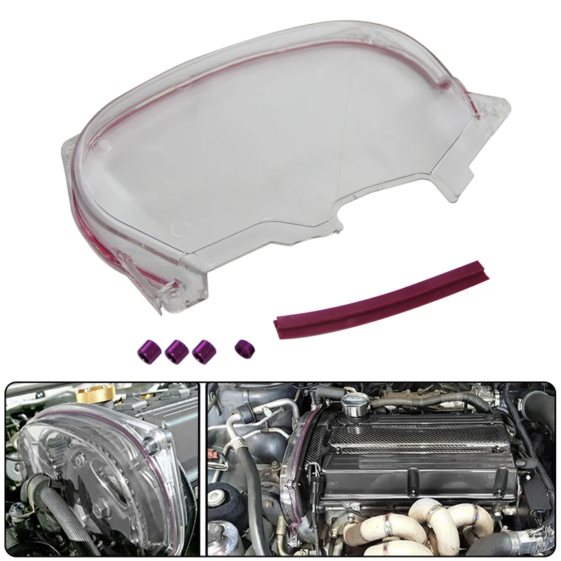 Clear Timing Belt Pulley Cover Fit for Mitsubishi Lancer EVO IV 96-98 EVO V 98-99 EVO VI 99-01 4G63T