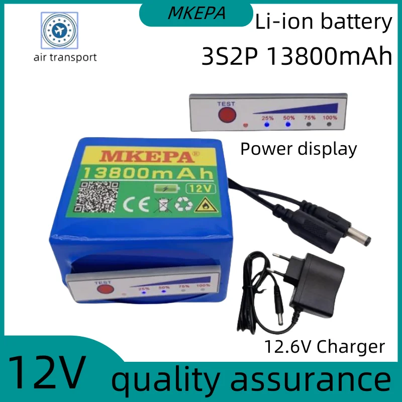 New Portable 12V 13800mAh Battery Rechargeable Lithium Ion Battery Pack big Capacity DC 12.6v 13.8Ah CCTV Cam Monitor+Charger