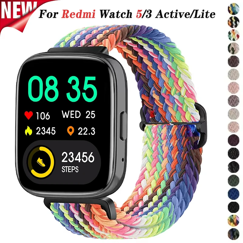 Nylon Loop Starp for Xiaomi Redmi Watch 5/3 Active Band Elastic Replacement Bracelet Belt for Redmi Watch 5/3 Lite Wristband