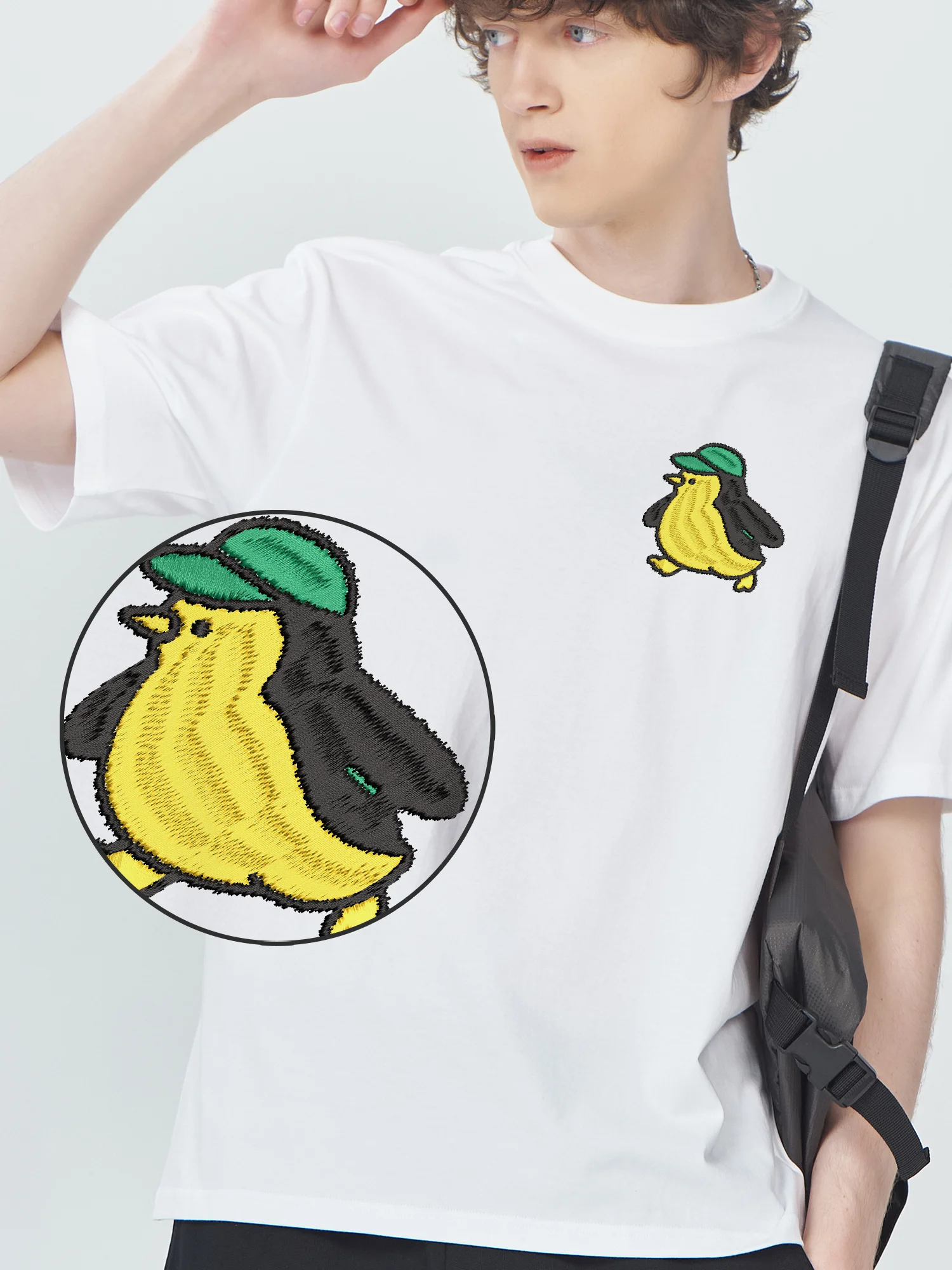 

Penguin Wearing Hat Embroidered T Shirts Funny Camiseta Men Cotton High Quality Comfortable Embroidery Tshirt Tops