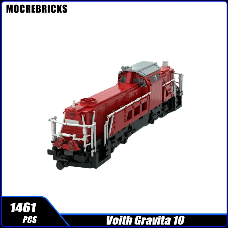 City Railway Train BR294 V90 Locomotive Head Building Block Model Technology Assembly Red Transport Carriage Children's Toy Gift