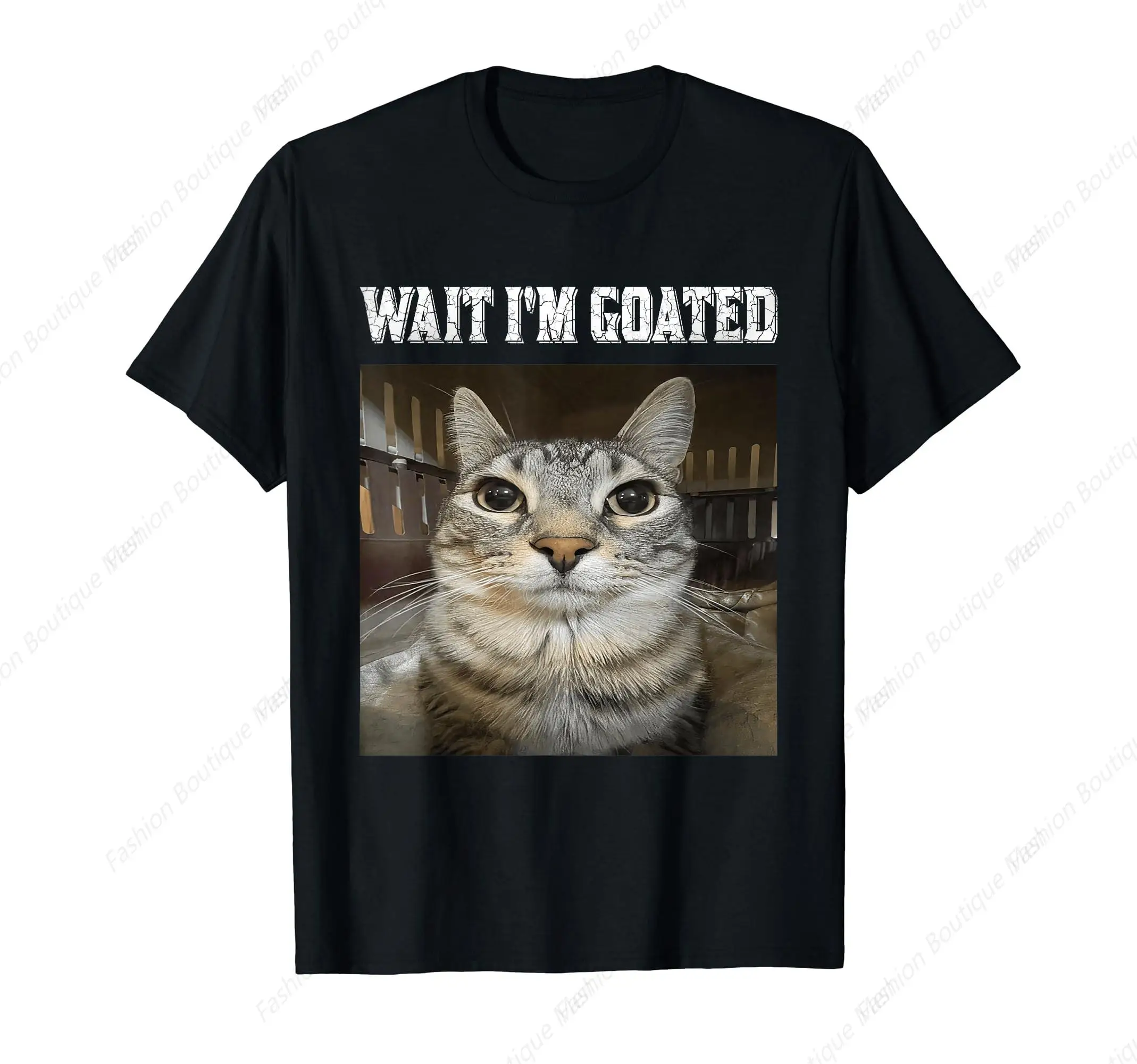 Retro Wait I Am Goated Cat Meme Graphic Printing T-Shirt Cat Lover Tee Tops High Quality Cotton Shirt