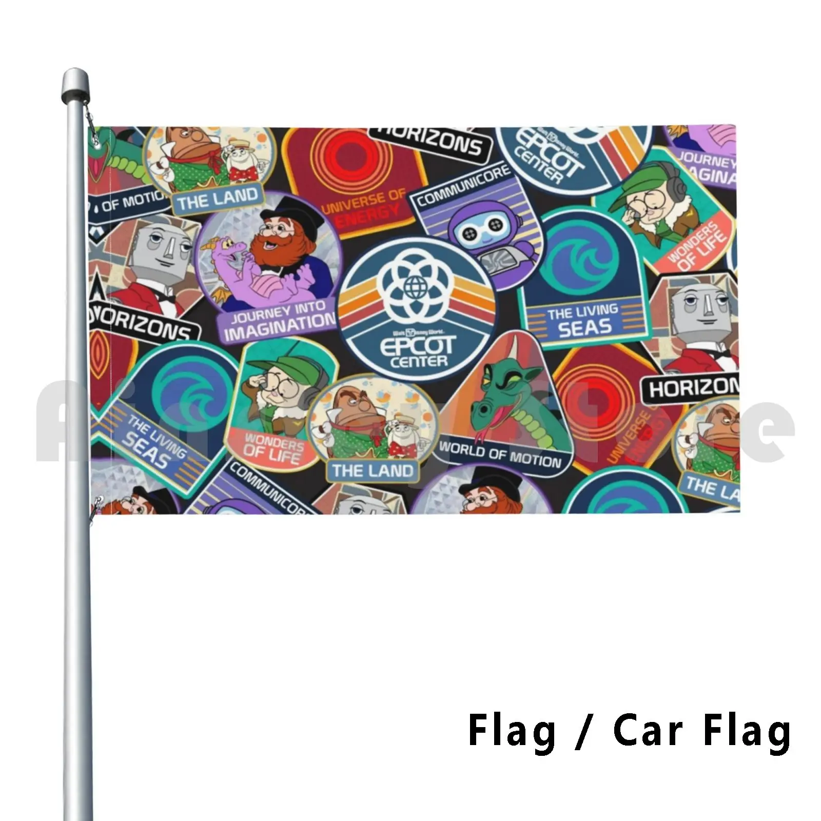 Center Badges Outdoor Decor Flag Car Flag Figment Horizons Cranium Command Buzzy World Of Motion Journey Into