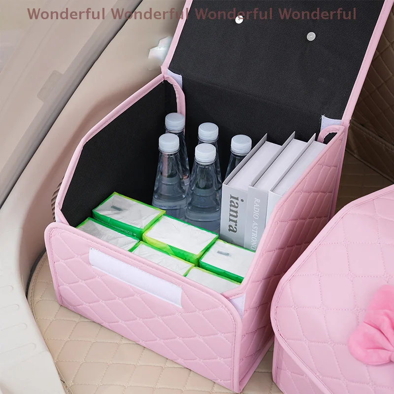 

Sundries Organizer Box Women's Pink Auto Accessories Large Capacity Car Trunk Storage Box Folding Car Storage Box