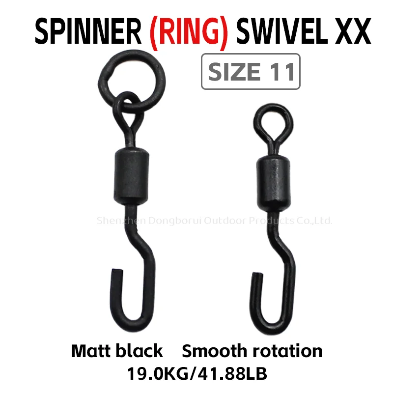 20 Stück Karpfenangel-Zubehör, Spinner-Wirbel, Größe 11, Mattschwarz, Schnellwechsel-Wirbel, Hair Chod Helicopter Ronnie Rig Tackle